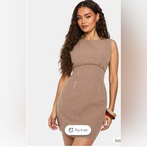 gingham tie back detail shift dress